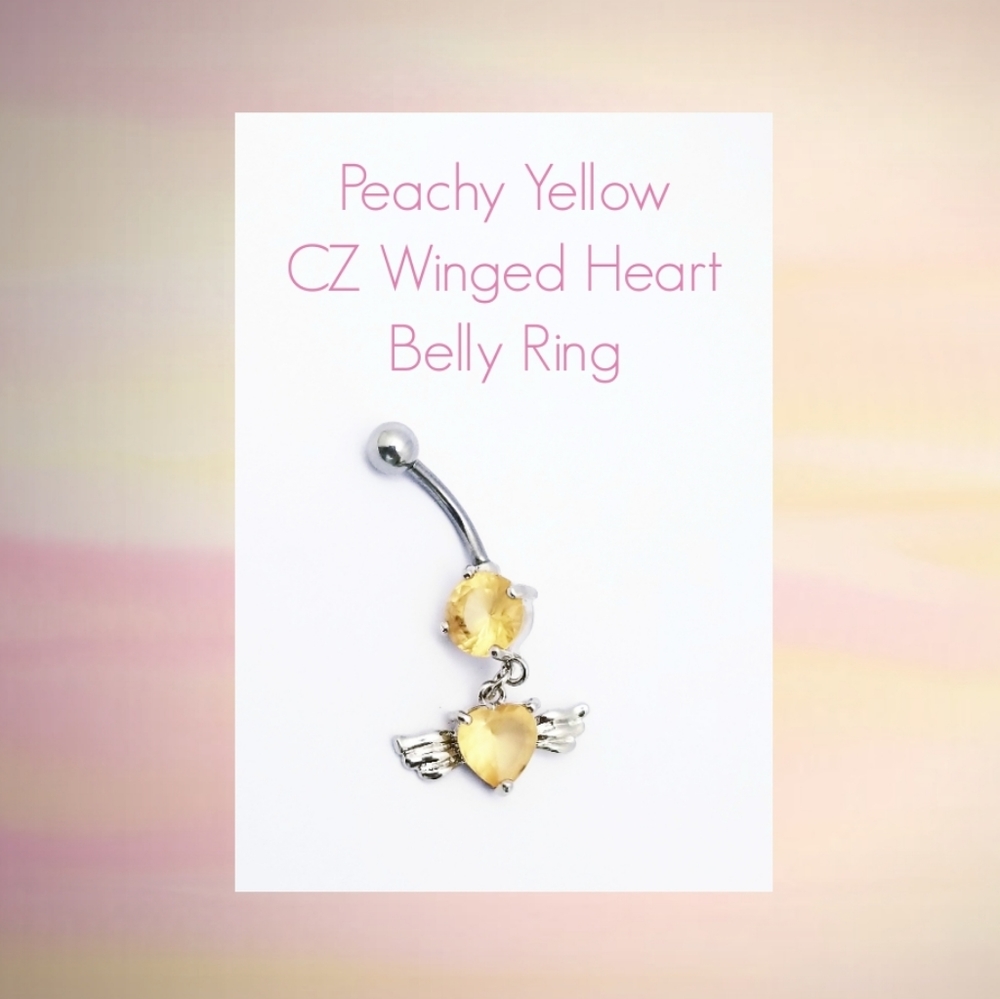 5/$10 | CZ Winged Heart Dangle Belly Ring
